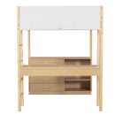 Full Size Teddy FleeceLoft Bed Wood Bed, Natural