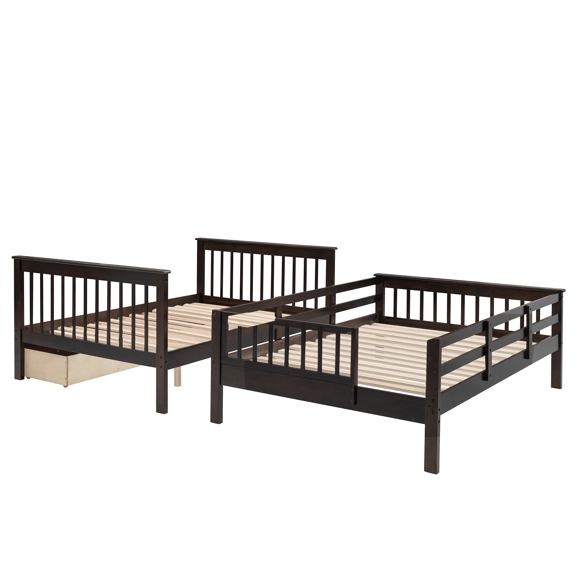 Stairway Full-Over-Full Bunk Bed with Drawer, Storage and Guard Rail for Bedroom, Espresso color( old sku: LP000310AAP ) - Atlantic Fine Furniture Melbourne FL