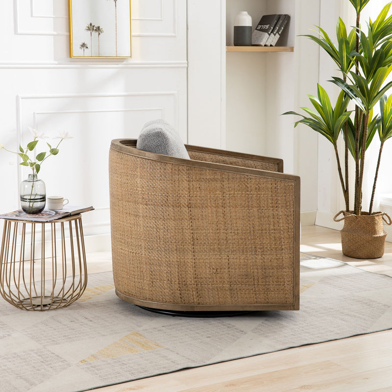 Barrel, Comfy Round Accent Sofa Chair With 360 Degree Swivel, Leisure Arm