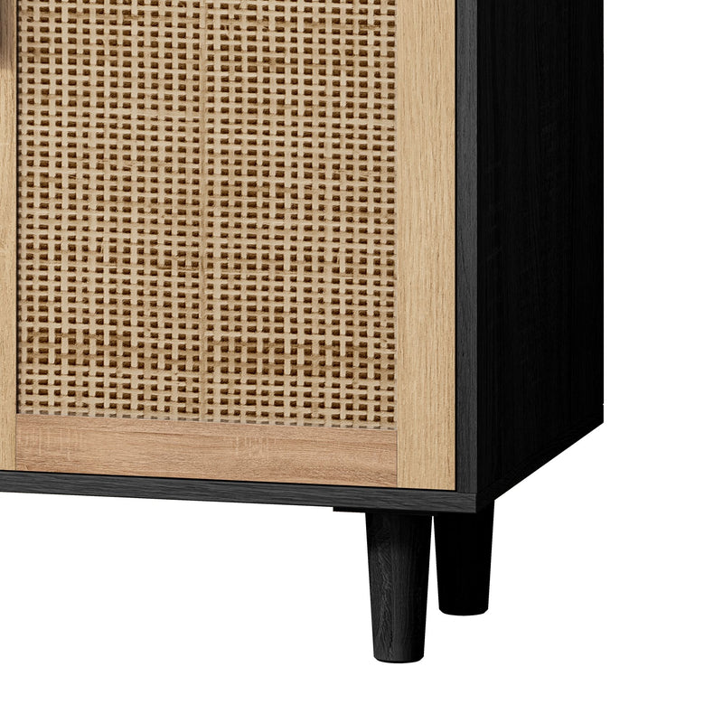 Elegant And Functional Rattan Decorative Storage Cabinet With 4 Doors