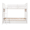 Twin over Twin Wood Bunk Bed with Two Drawers - White