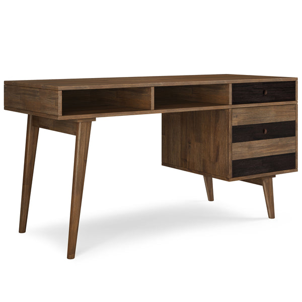 Clarkson - Desk with side drawers - Rustic Natural Aged Brown