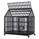 Heavy Duty Dog Cage Pet Crate With Roof & Window On Roof - Black