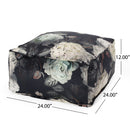 Hazel - Large Square Pouf With Flower Print