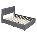 Upholstered Platform Bed With Drawers, Classic Headboard Design