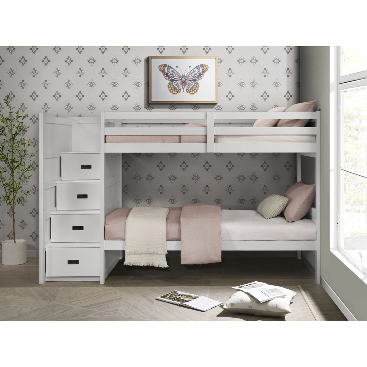 Sami Step Bunk With Left Headboard in Dark Brown by Elements International, view 12