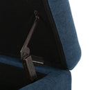 Hyatt - Suede Storage Ottoman With Tufted Top And Dark Wooden Legs - Navy Blue