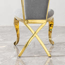Gorgeous Streamlined High Back Fabric Stainless Steel Dining Chair (Set of 2) - Gold / Gray