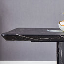 Modern Dining Table With Marbled Design For Luxurious Elegance - Black