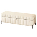 Wide Upholstered Velvet Storage Soft Bench Ottoman With Metal Legs