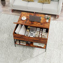 Rustic Flip Top Coffee Table With Hidden Storage - Black / Brown