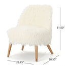 Modern Glam Club Chair With Shaggy Textures - White