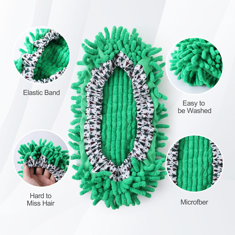 Microfiber Mop Slippers For Floor Cleaning, Machine Washable, 3 Pieces - Blue / Green / Red