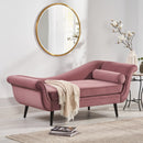Auroral - Velvet Upholstered Chaise Lounge With Scrolled Arms And Tapered Legs