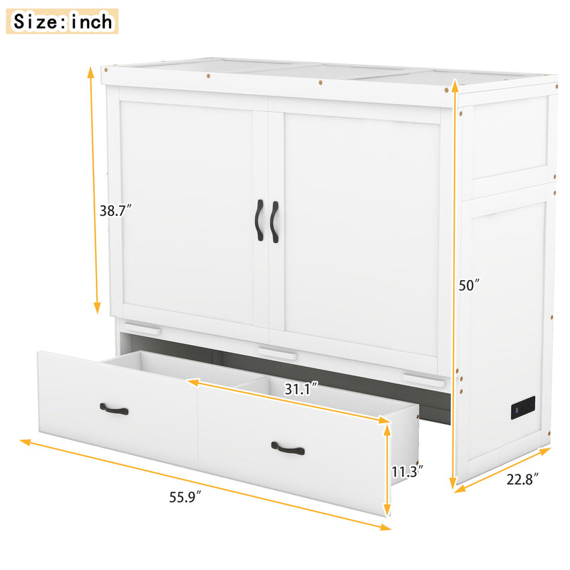 Murphy Bed With USB Port And A Large Drawer