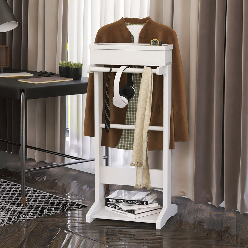 Portable Garment Rack, Clothes Valet Stand With Storage Organizer