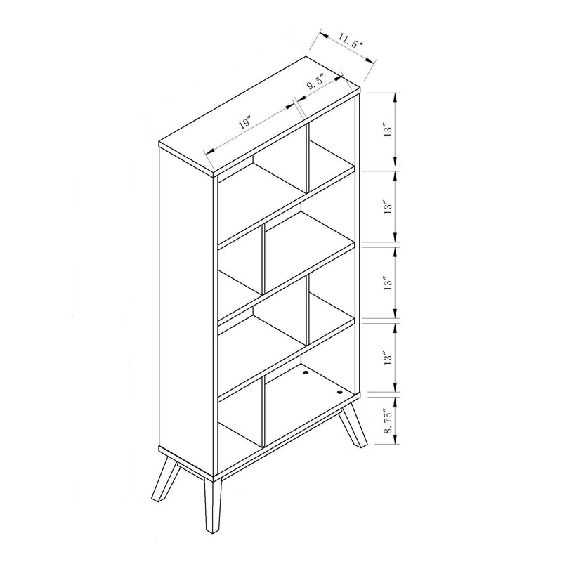 Mid-Century Modern 4 Tier Bookcase Bookshelf Display Storage - Distressed Gray