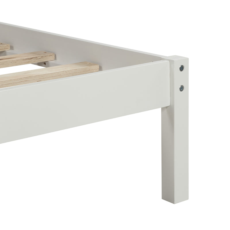 Platform Bed Frame with Headboard, Wood Slat Support, No Box Spring Needed,Twin, White(OLD SKU:WF191418AAK)