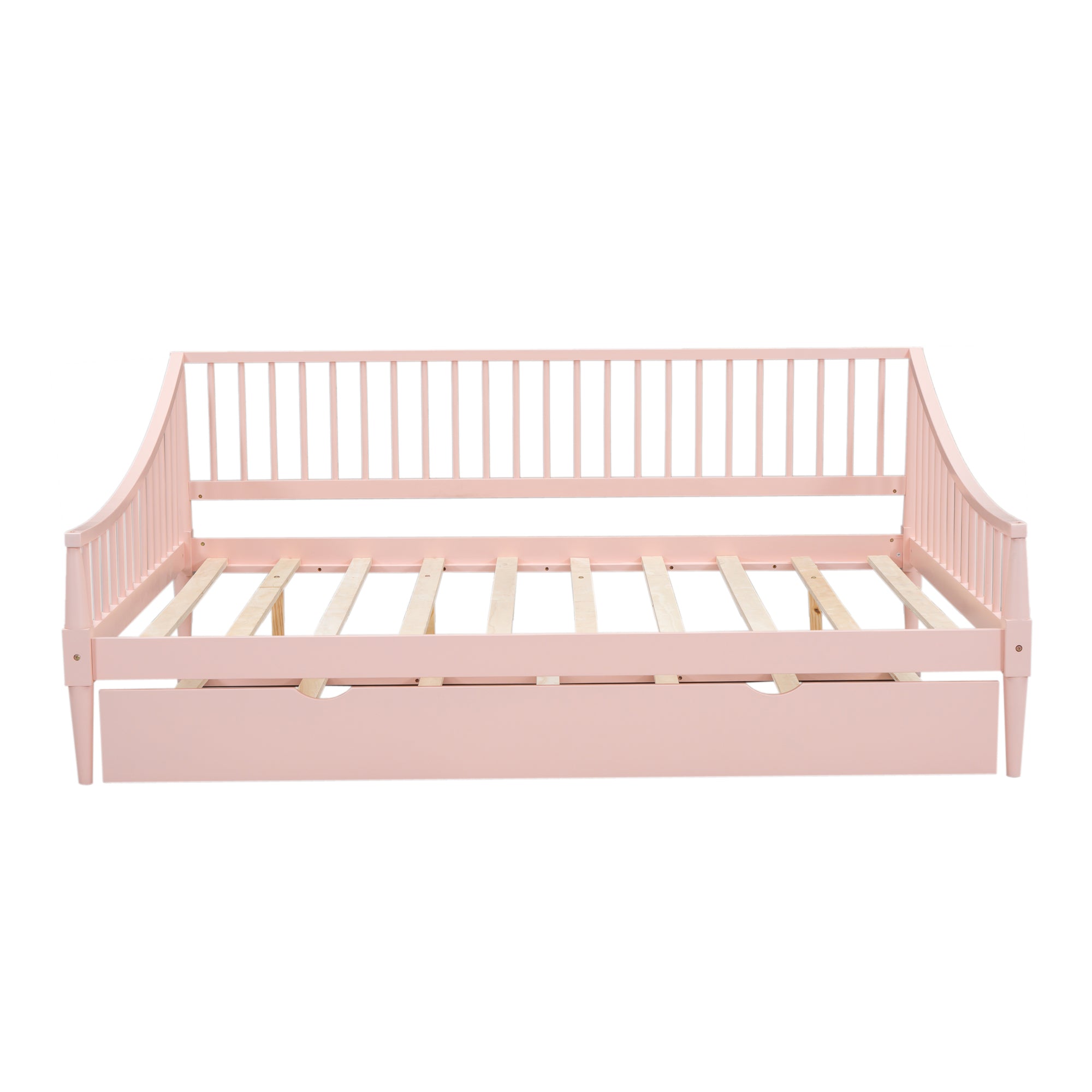 Full Size Daybed with Trundle and Support Legs, Pink - Atlantic Fine Furniture Melbourne FL