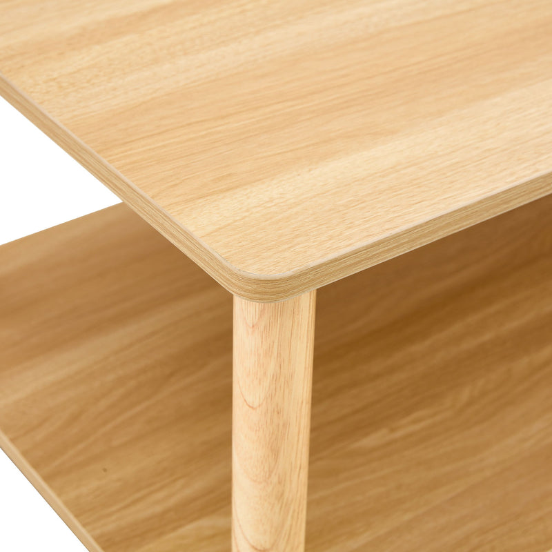 Modern 2 Tier Coffee Table With Open Storage Shelf For Living Room