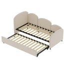 Modern Velvet Upholstered Daybed With Additional Bed Frame