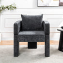Modern 3 Leg Chenille Accent Chair With Ergonomic Arms & Removable Pillow