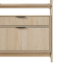 Transitional Wide Reeded Bookshelf With Drawers On Bottom
