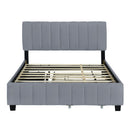 Queen Size Velvet Upholstered Platform Bed with 2 Drawers and 1 Twin XL Trundle- Gray