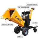 6'' 420Cc 15Hp Pull Start Gas Powered 4 - Wheels Chipper Shredder Mulcher With Towbar / Stop Bar - Yellow