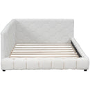 Upholstered Full Size Platform Bed With LED Belt And USB Ports - White
