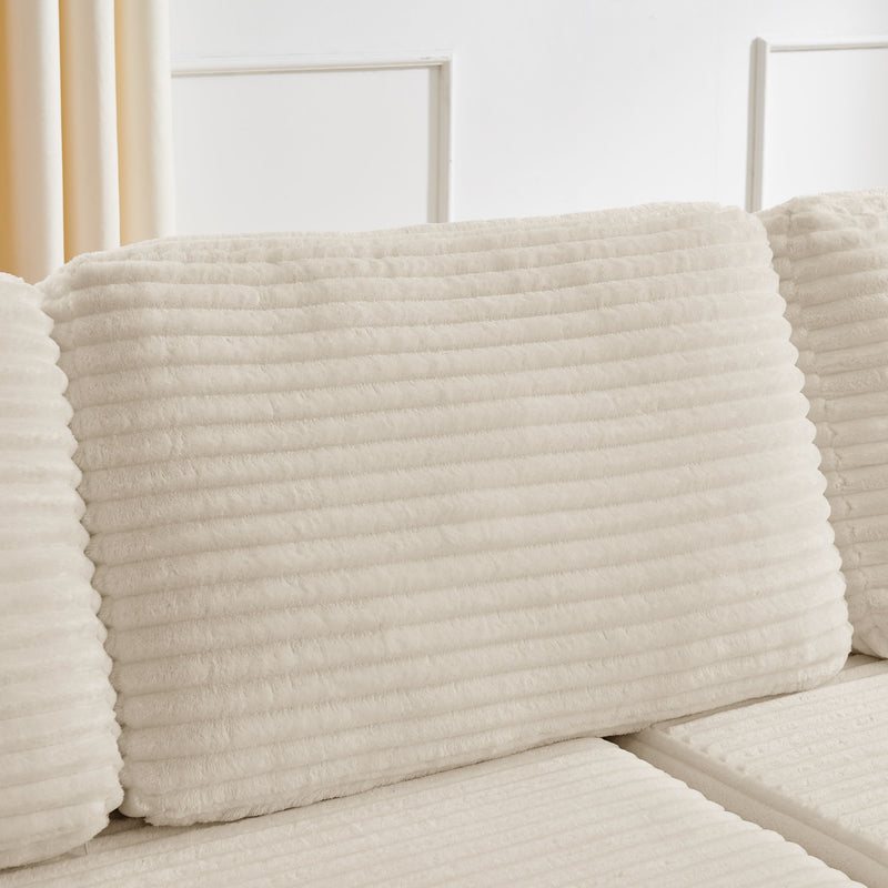 Modern Minimalist L Shape Modular Sectional Sofa, Corduroy Couch