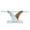 Artistic Rectangular Coffee Table With Tempered Glass Countertop