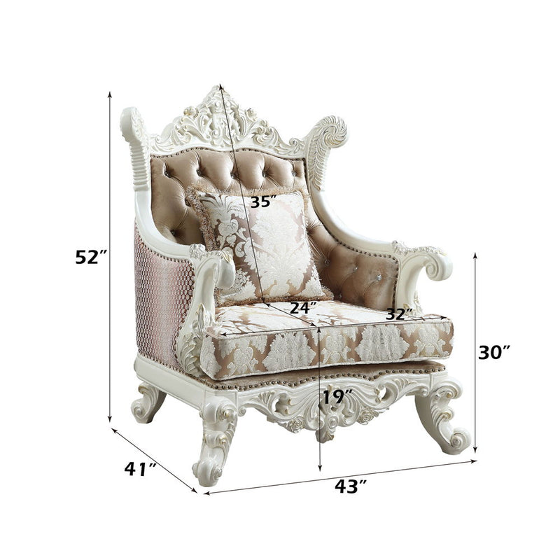 Vanaheim - Chair - Fabric & Antique White Finish