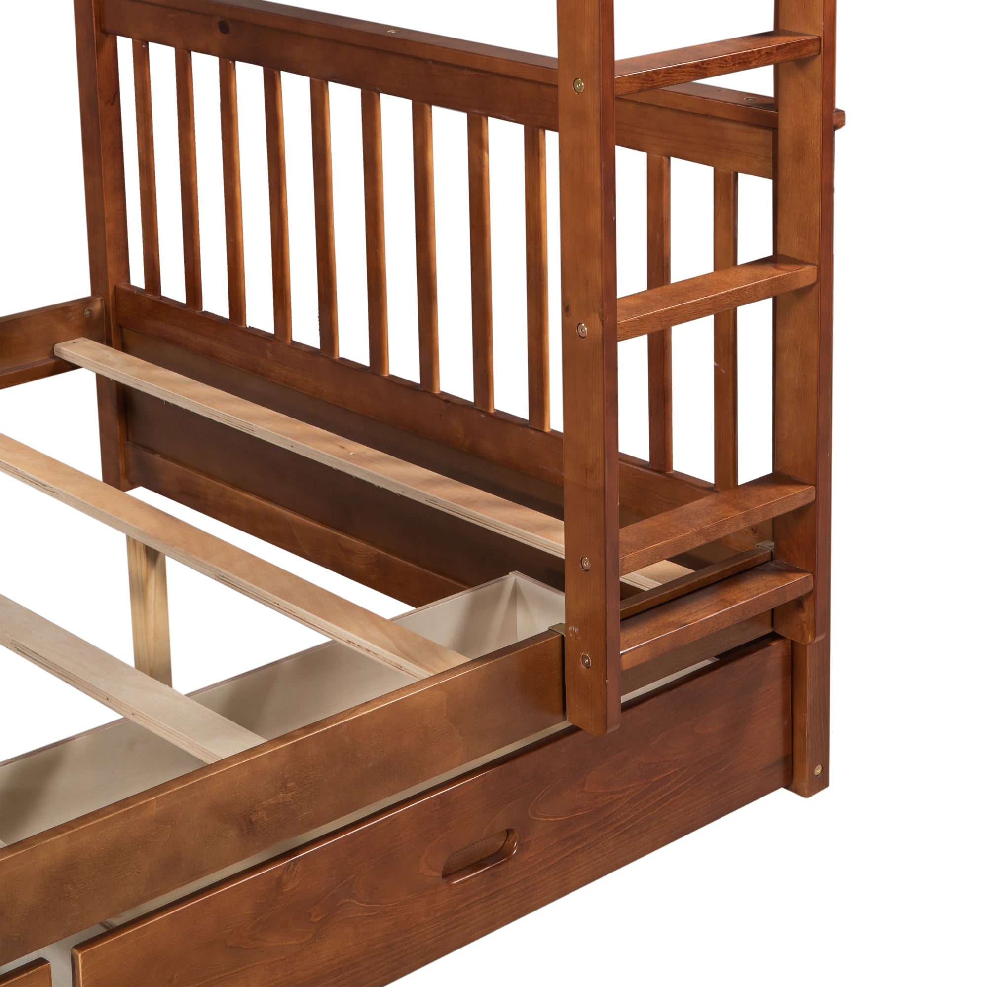 Full-Over-Full Bunk Bed with Ladders and Two Storage Drawers (Walnut)(OLD SKU:LT000365AAD) - Atlantic Fine Furniture Melbourne FL