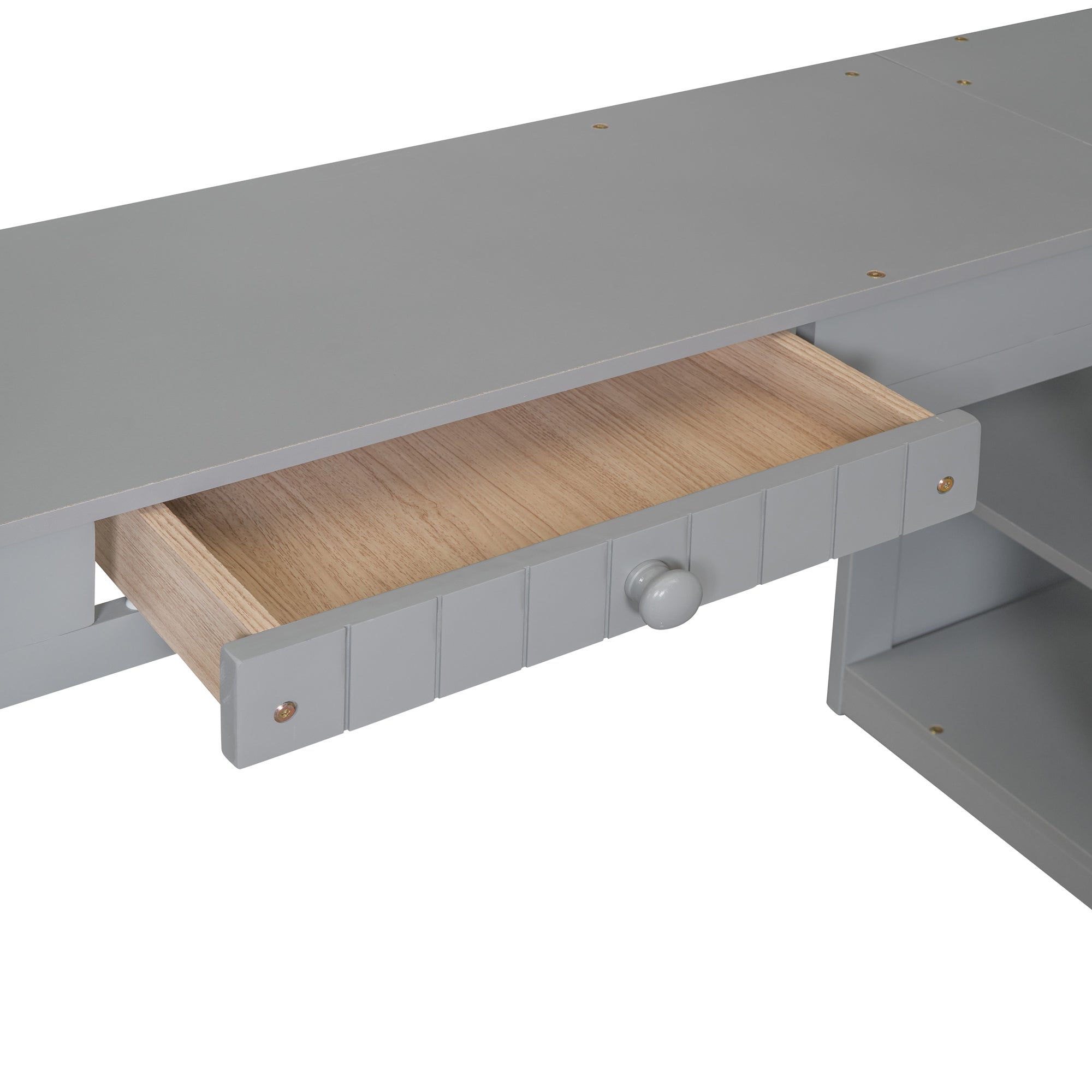Twin size Loft Bed with Drawers, Cabinet, Shelves and Desk, Wooden Loft Bed with Desk - Gray(OLD SKU :LT000505AAE) - Atlantic Fine Furniture Melbourne FL