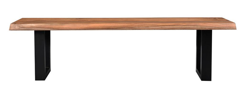 Dining Bench with Natural Live Edge top and Metal Base