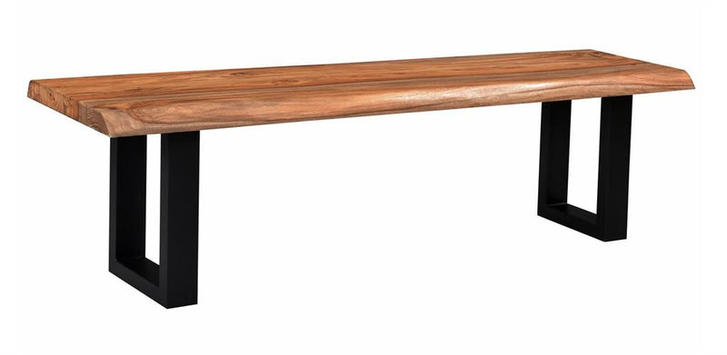 Dining Bench with Natural Live Edge top and Metal Base