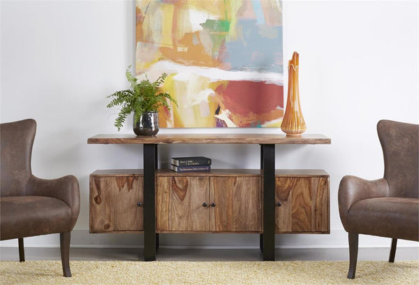 Bronson 4 Door Floating Top Storage Console Credenza