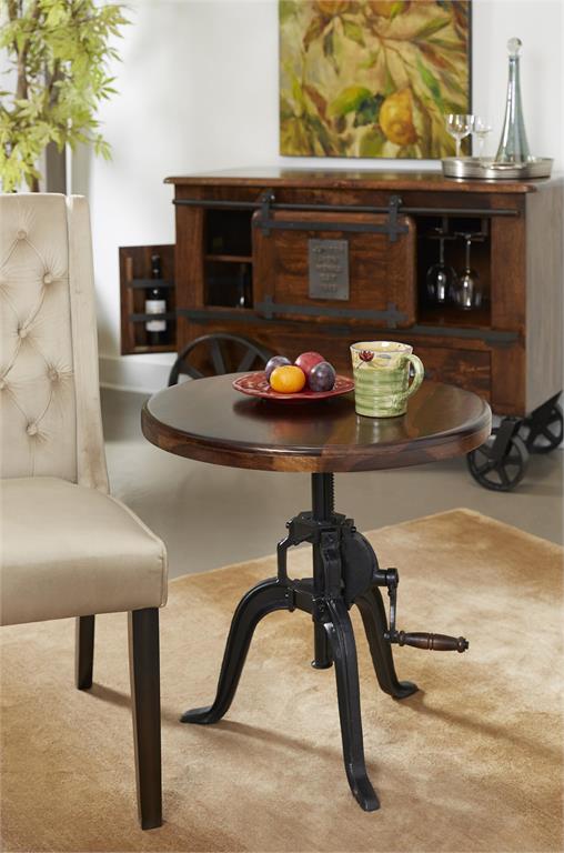 Axel Adjustable Industrial Style Round Accent Table