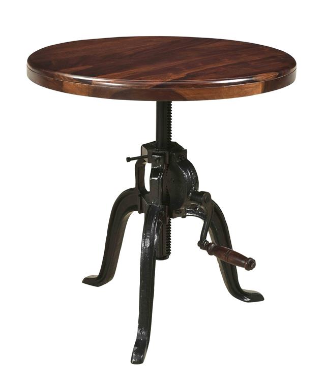 Axel Adjustable Industrial Style Round Accent Table