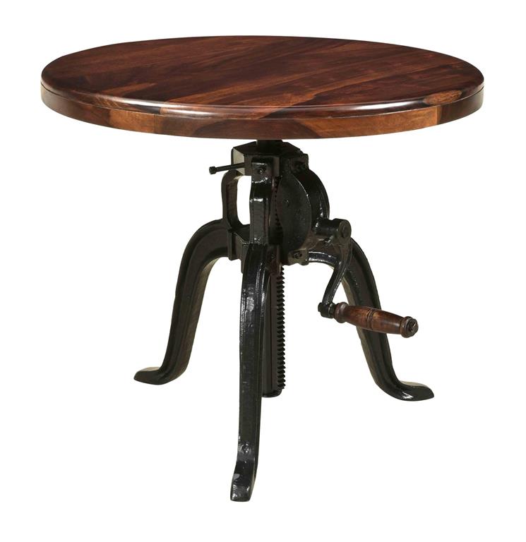 Axel Adjustable Industrial Style Round Accent Table
