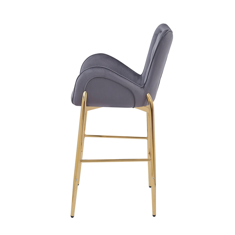 Velvet Fabric Counter Height Bar Stools (Set of 2)