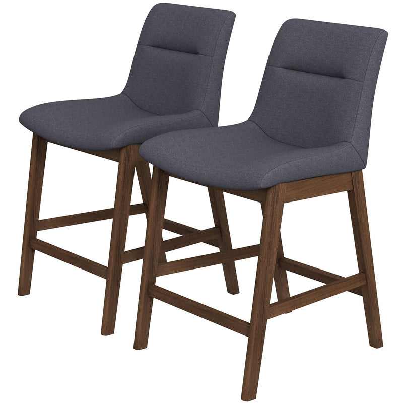 Jayden - 24" Mid-Century Modern Upholstered Stool (Set of 2) - Gray