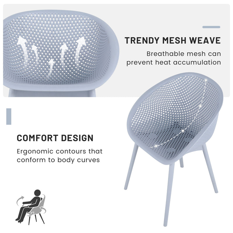 2 Piece Durable Single Chair With Mesh Hollow Out Design