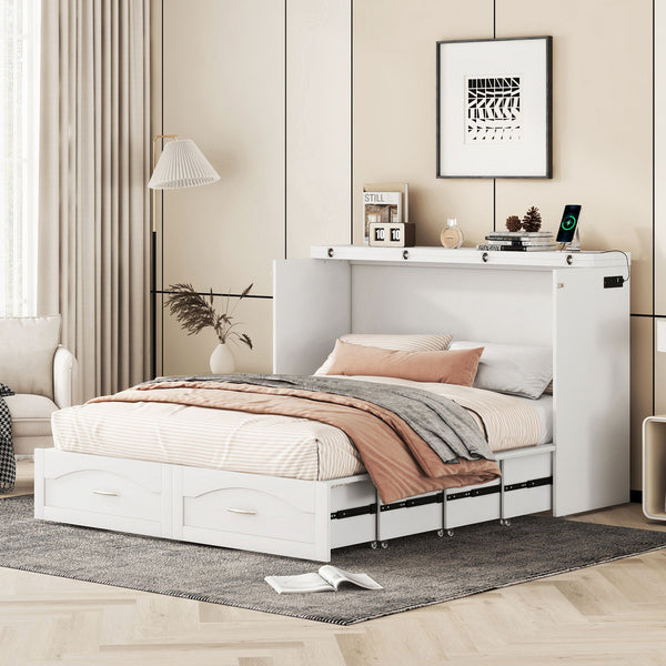 Murphy Bed With Drawer And A Set Of Sockets & USB Ports, Pulley Structure Design