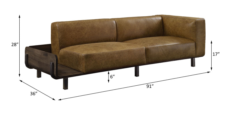 Blanca - Sofa - Chestnut Top Grain Leather & Rustic Oak