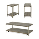 Corbeta - 3 Piece Metal Frame Wood Living Room Coffee Table And 2 Chairside Tables Set, Aged Graphite - Brown