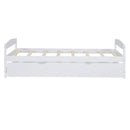 Twin Size Platform Bed with Twin Size Trundle, White