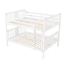 Full over Full Bunk Bed with Ladder for Bedroom, Guest Room Furniture-White(OLD SKU :LP000203AAK)
