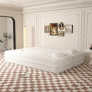 Modern Floor Sofa, With 2 Pillows, Convertible Teddy Fabric Foam Filled Bed